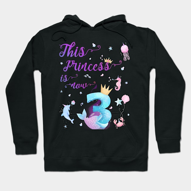 This Princess Is Now Three Years Old 3rd Girl Cute Birthday Hoodie by AimArtStudio